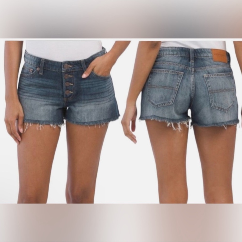 Lucky Brand The Cut Off Denim Shorts Size 2/26 Button Fly Frayed Hem Mid Rise